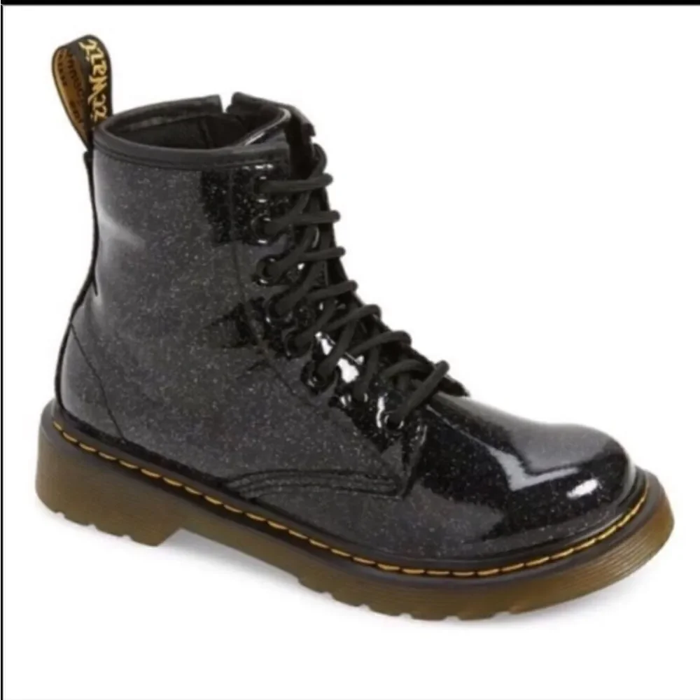 Dr. Martens Black Glitter 1460 Moto Boots Sz 4